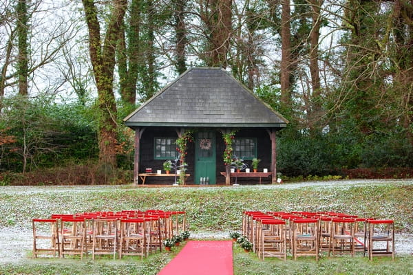 Outdoor wedding ceremony seating at deer park