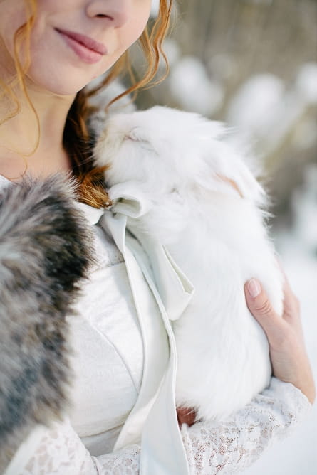 Bride holding rabbit