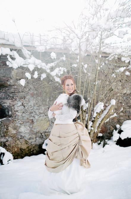 Bride holding rabbit