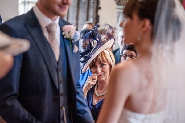 Lady crying in wedding ceremony