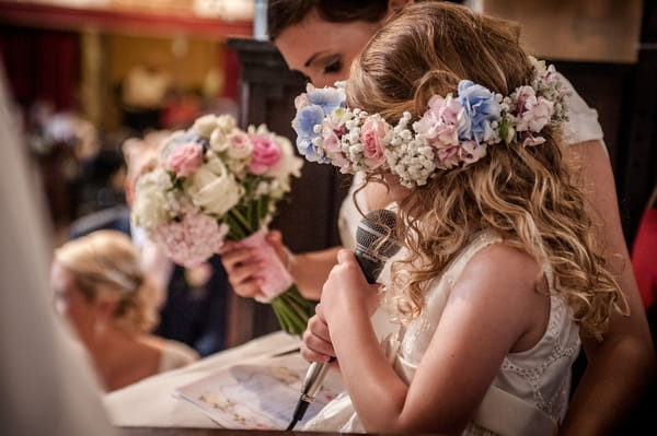 Flower girl reading