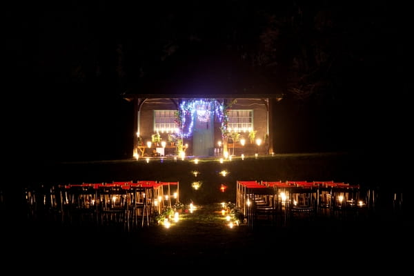 Outdoor wedding ceremony at night