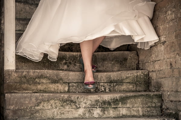 Bride walking down steps