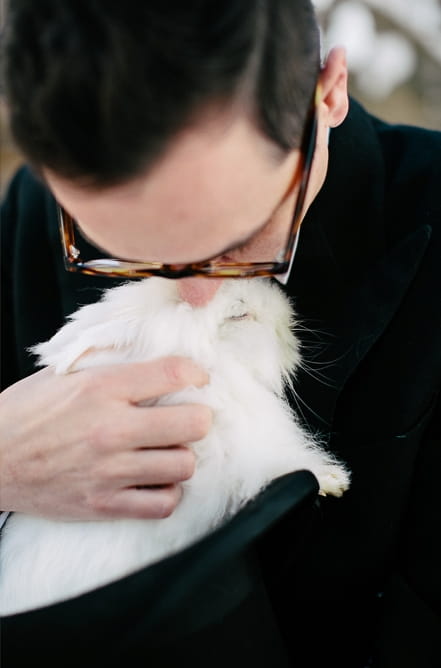 Groom kissing rabbit