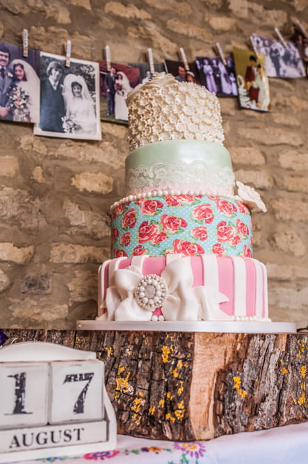 Colourful tiered wedding cake