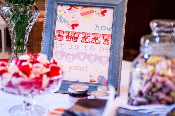 Sweets sign for wedding table