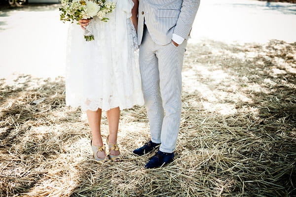 Bride and groom's legs