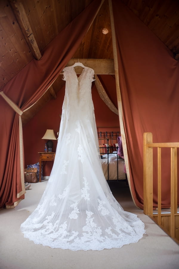 Wedding dress hanging