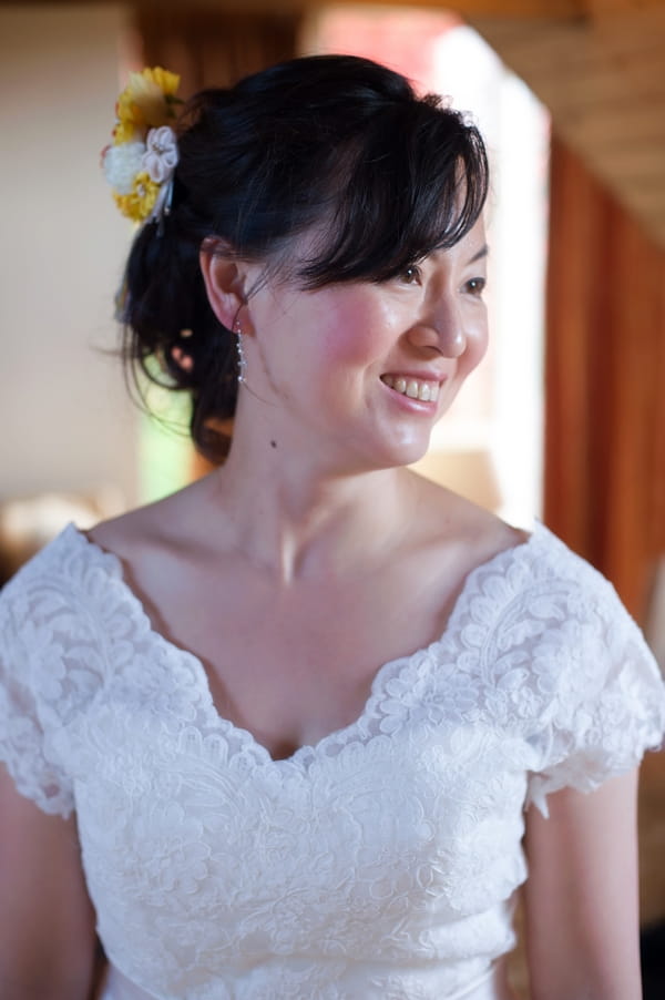 Bride in lace dress