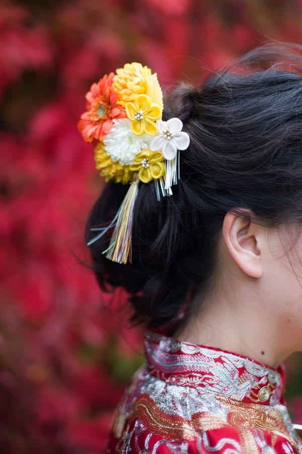 Flower in bride's hair