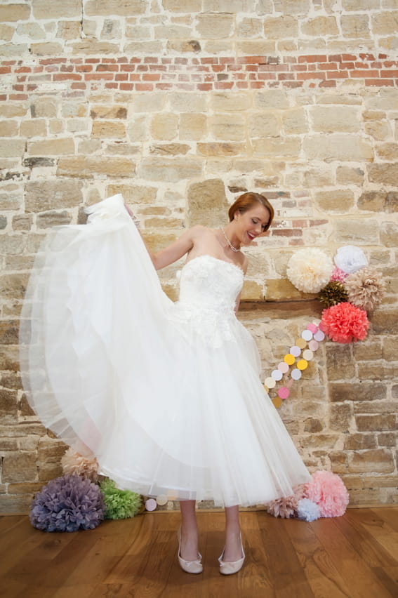 Bride twirling in dress