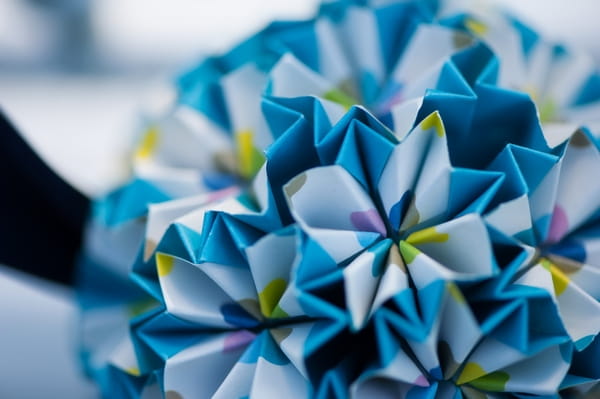 Blue paper pom pom