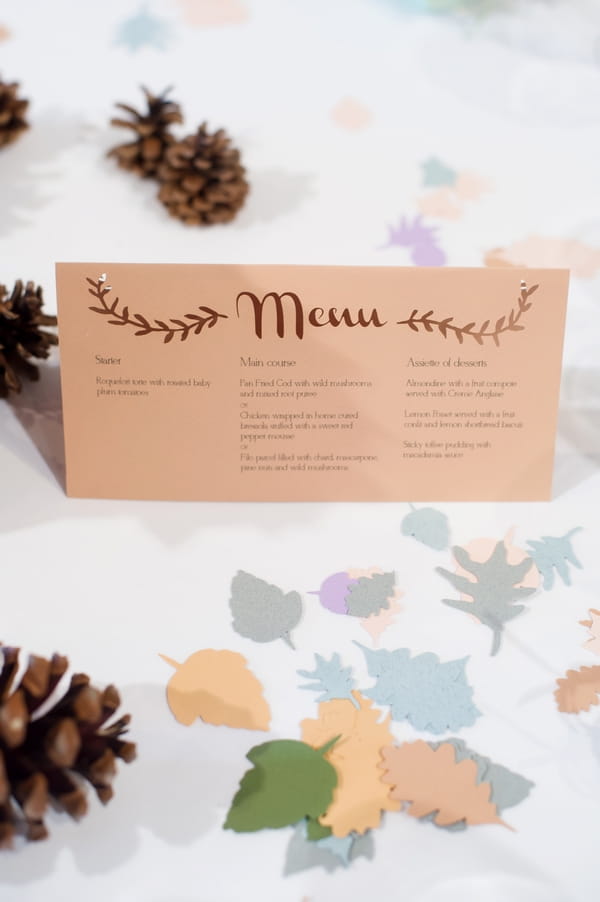 Autumnal wedding menu