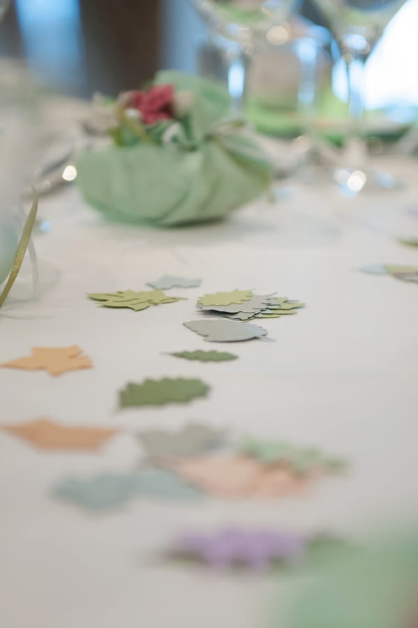 Paper leaves on wedding table