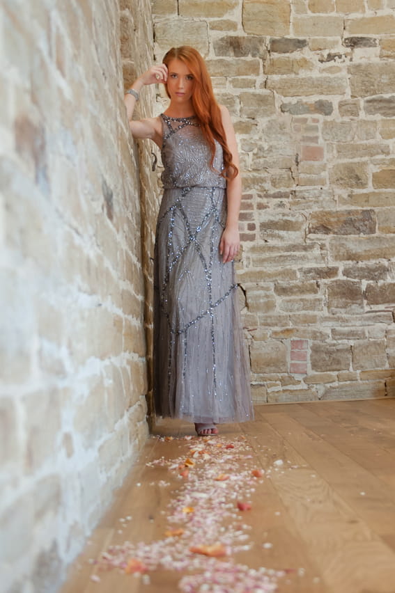 Bride standing in corner