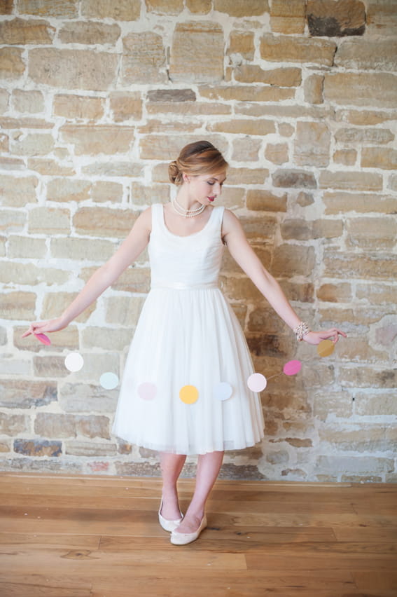 Bride holding garland