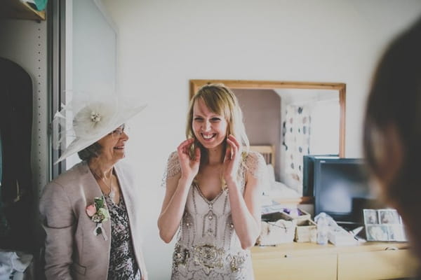 Bride smiling