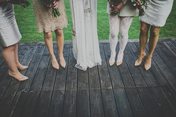 Bride and bridesmaids' legs