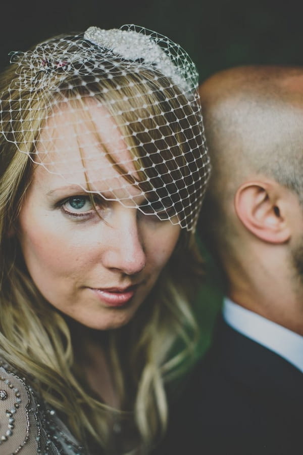 Bride with birdcage veil