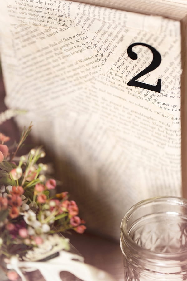 Book page wedding table number