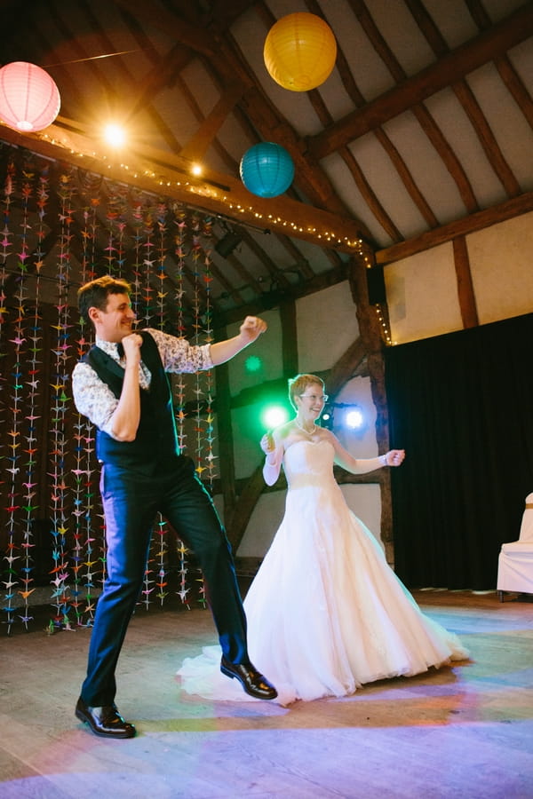 Bride and groom dancing