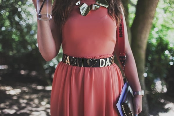 Woman in pink dress