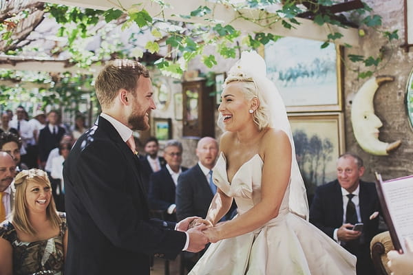 Bride and groom at altar