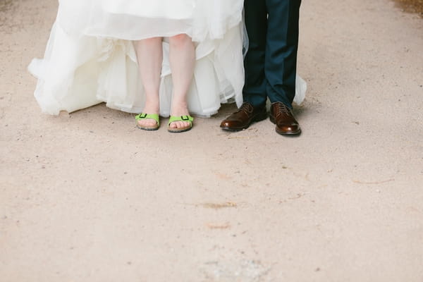 Bride and groom's legs