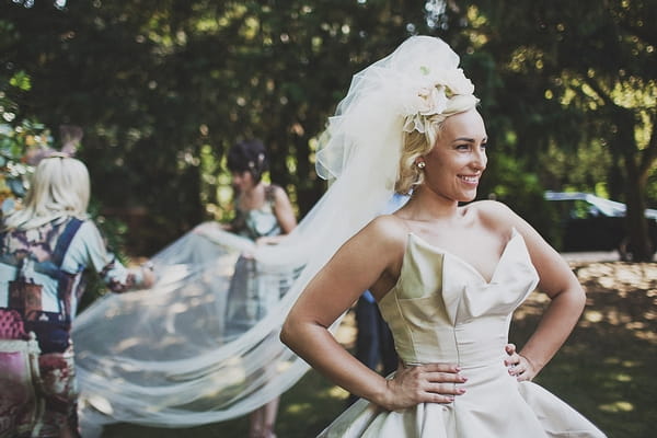 Bride's long veil