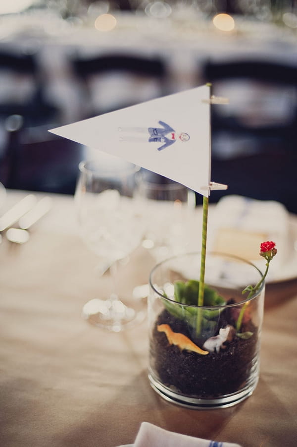 Flag in wedding table flowers