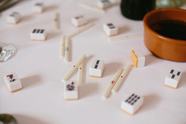 Mahjong tiles on wedding table