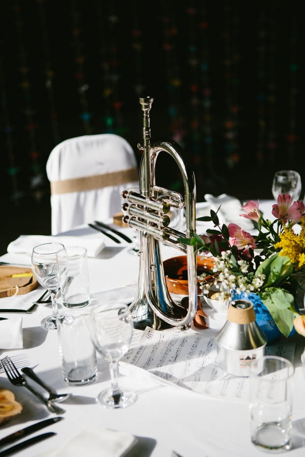 Trumpet on wedding table