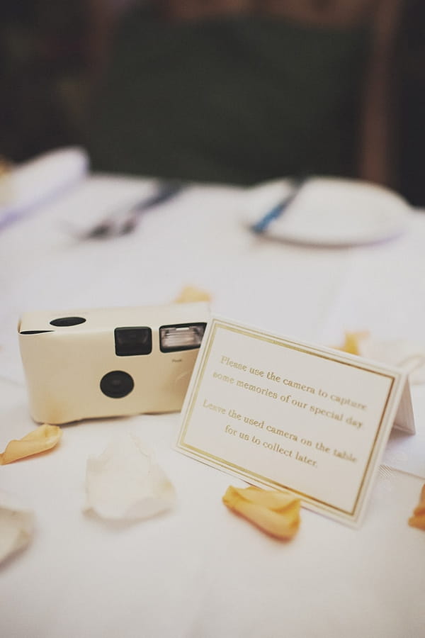 Disposable camera on wedding table