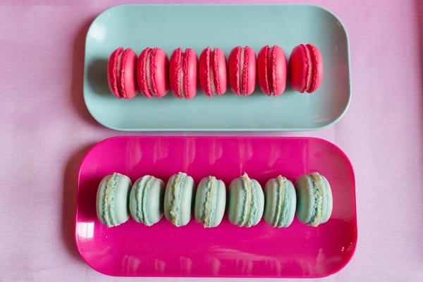 Pink and mint coloured macarons