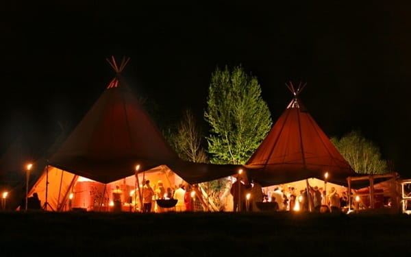 Giant hat tipi at night from Magical Events Ltd