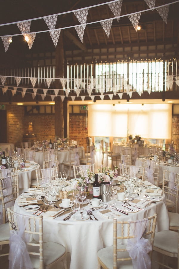 Wedding breakfast tables at Gaynes Park