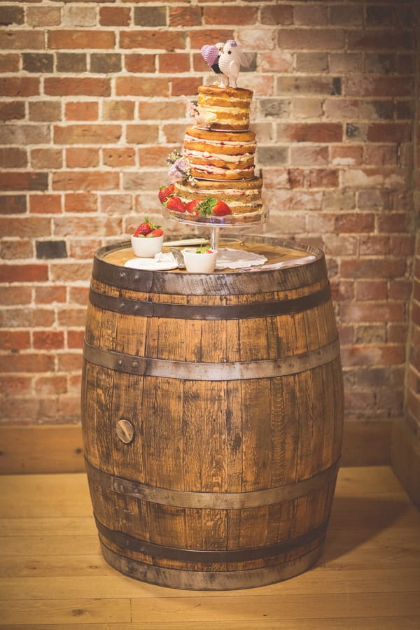 Wedding cake on barrel