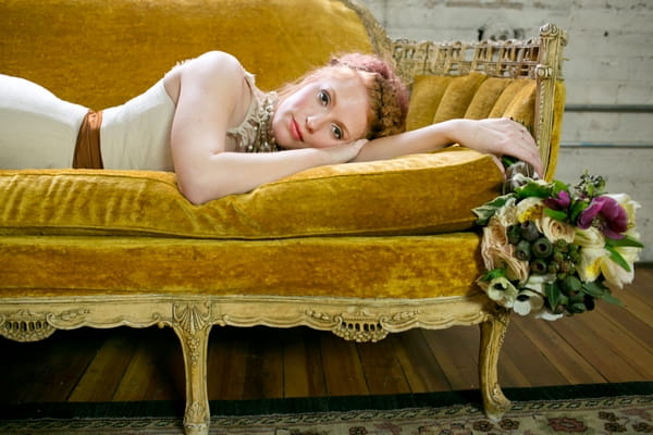 Bride laying on couch