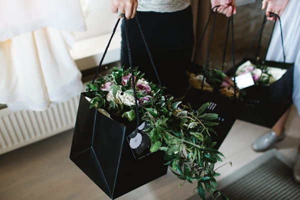 Wedding flowers in bag