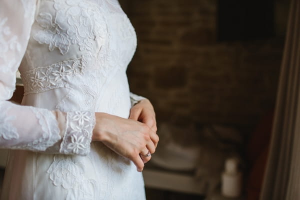 Detail on bride's dress