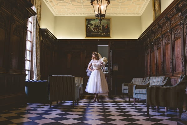 1950s bride in Hazlewood Castle