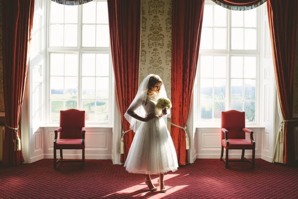 1950s bride in Hazlewood Castle