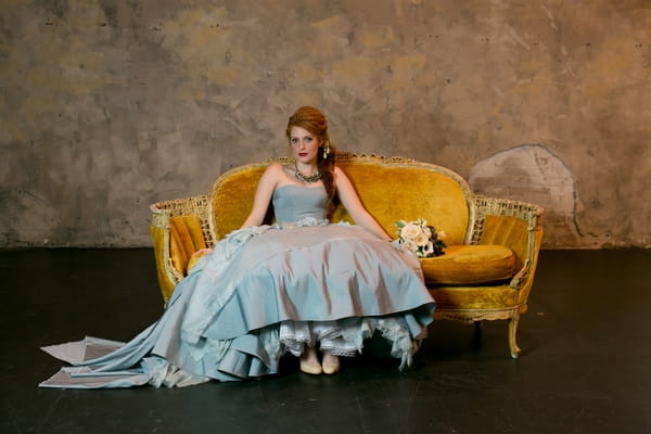 Bride sitting on couch
