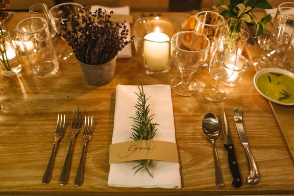 Groom wedding place setting