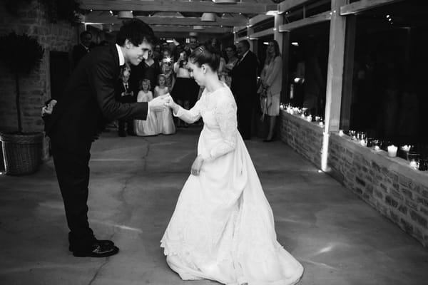 Bride and groom about to dance