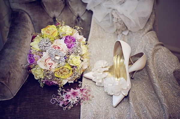 Bridal bouquet and shoes