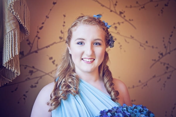 Bridesmaid in blue dress