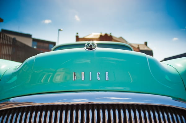 Turquoise Buick wedding car