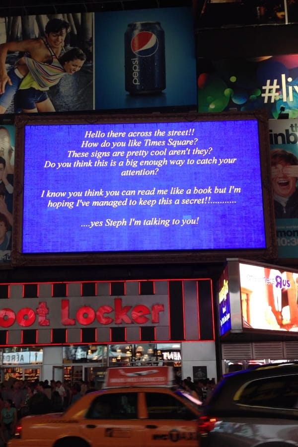 Proposal on big screen in Times Square