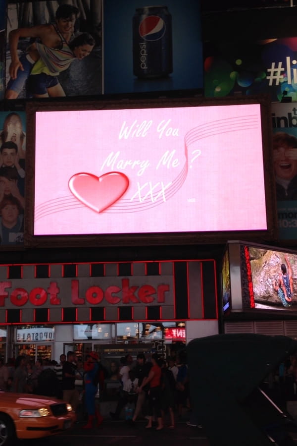 Proposal on big screen in Times Square